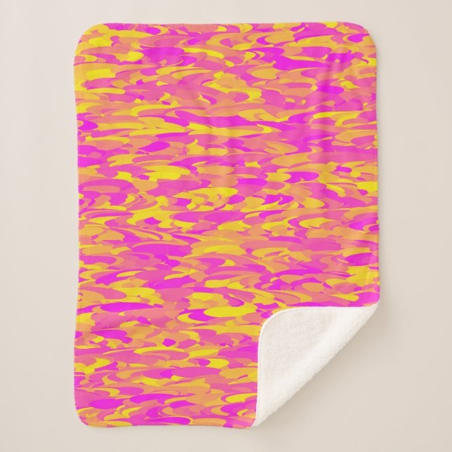 Manta Sherpa Patrón abstracto Naranja amarillo rosado (Anverso)