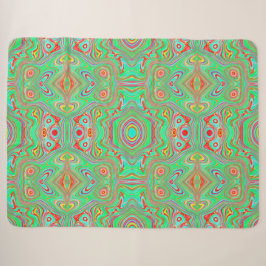 Manta Sherpa Patrón abstracto retro de naranja y verde lima