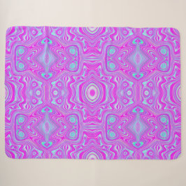 Manta Sherpa Patrón abstracto rosa caliente y azul aqua alucina