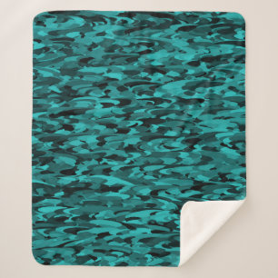 Manta Sherpa Patrón abstracto Verde azulado negro