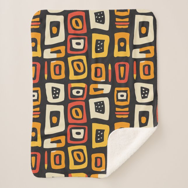 Manta Sherpa Patrón africano de resumen geométrico (Anverso)