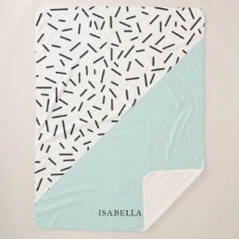 Manta Sherpa Patrón azul claro y geométrico personalizado