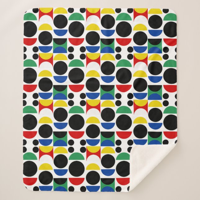 Manta Sherpa Patrón Bauhaus escandinavo de mediados del siglo (Anverso)