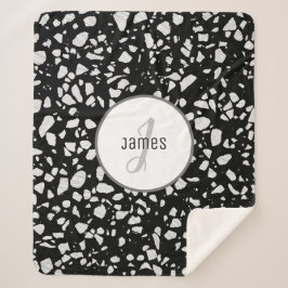 Manta Sherpa Patrón blanco y negro de Terrazzo abstracto person