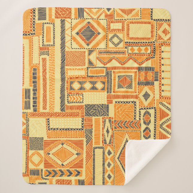 Manta Sherpa Patrón bohemio bordado sin foco (Anverso)