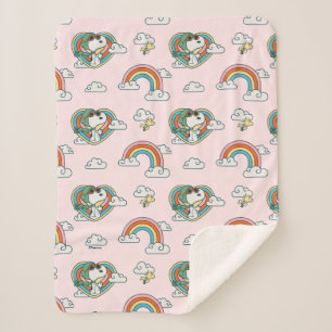 Manta Sherpa Patrón cardíaco arcoiris Snoopy & Woodstock