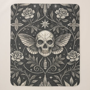 Manta Sherpa Patrón Celestial Floral Calavera Gótica (1)