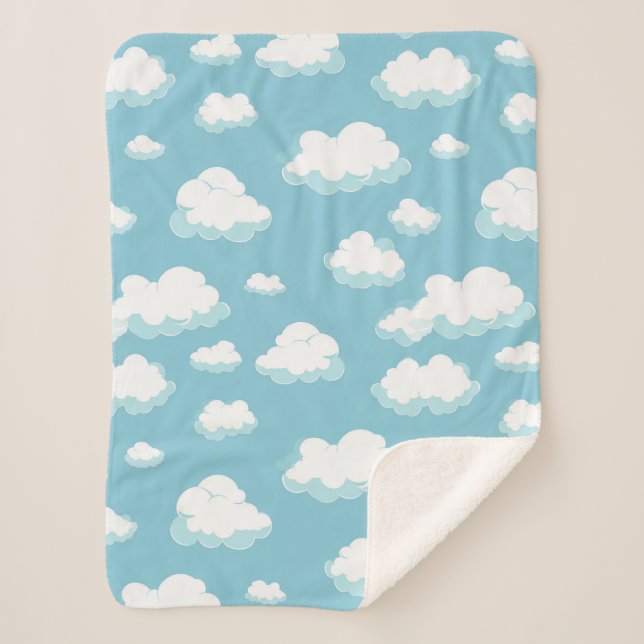 Manta Sherpa Patrón cielo azul y nubes (Anverso)