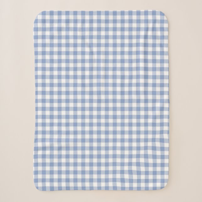 Manta Sherpa Patrón clásico de gingham azul claro con estampado (Anverso)