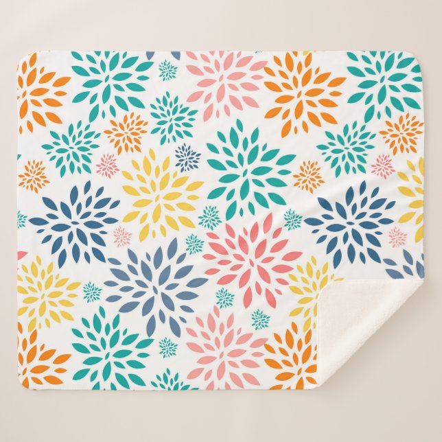 Manta Sherpa Patrón colorido de flores abstractas (Anverso (horizontal))