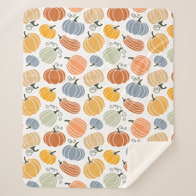 Manta Sherpa Patrón colorido de la calabaza (Anverso)