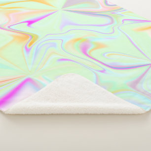 Manta Sherpa Patrón Colorido Falso de Holograma Abstracto