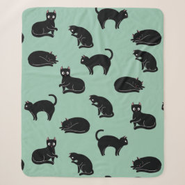 Manta Sherpa Patrón continuo de gatos negros