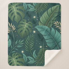 Manta Sherpa Patrón continuo de hojas tropicales inspirado en l