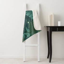 Manta Sherpa Patrón continuo de hojas tropicales inspirado en l
