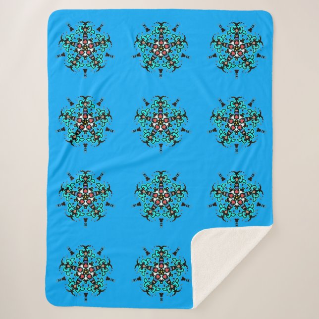 Manta Sherpa Patrón continuo de mandala floral (Anverso)