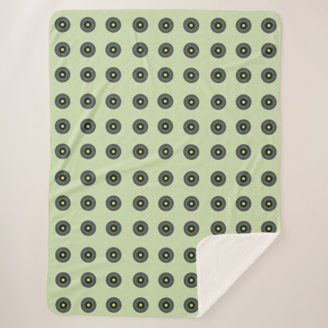 Manta Sherpa Patrón continuo de mandala floral (Anverso)