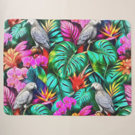 Manta Sherpa Patrón continuo de superficie de selva con loros g