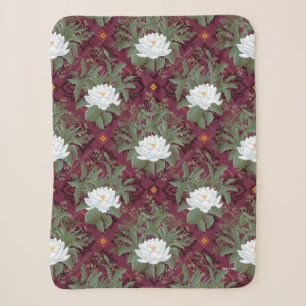 Manta Sherpa Patrón Crimson Lotus Elegance - El Lotus Blanco