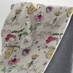 Manta Sherpa Patrón de abejas de la reina floral griega botánic