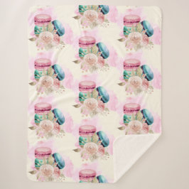 Manta Sherpa Patrón de acuarela de aromas y flores coloridas