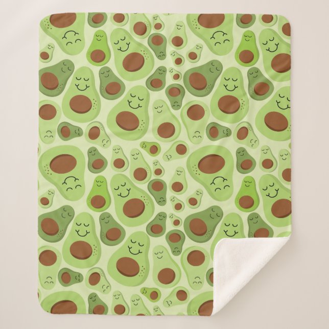 Manta Sherpa Patrón de aguacate - Avos Hass (Anverso)