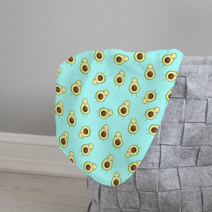 Manta Sherpa Patrón de aguacates de Kawaii sonriente