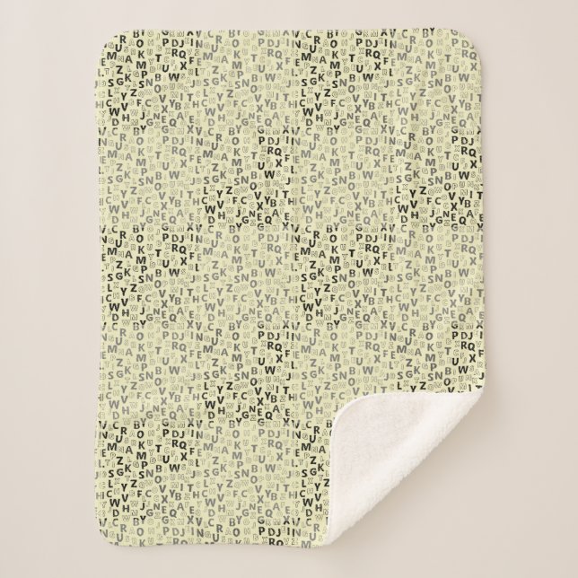 Manta Sherpa Patrón de alfabetos 01 BW.w LYellow BG (Anverso)