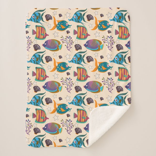 Manta Sherpa Patrón de animales acuáticos | vida submarina en e (Anverso)