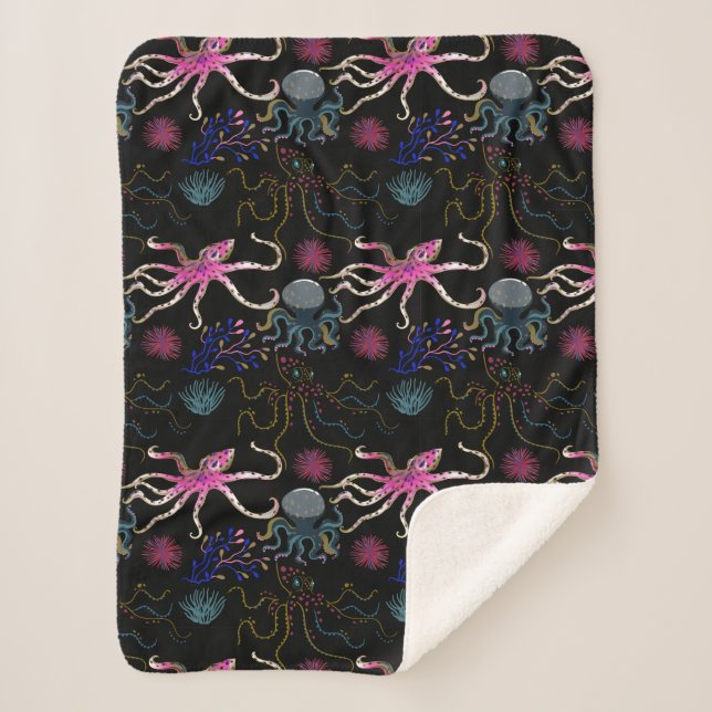 Manta Sherpa Patrón de animales acuáticos | vida submarina en l (Anverso)