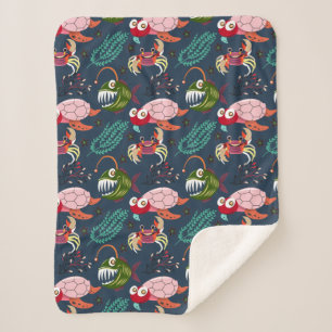 Manta Sherpa Patrón de animales acuáticos   vida submarina en l