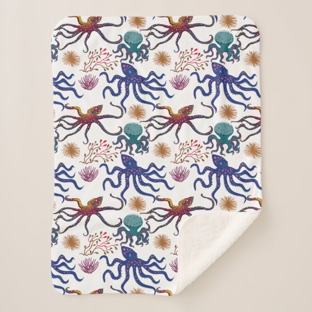 Manta Sherpa Patrón de animales acuáticos | vida submarina en l (Anverso)