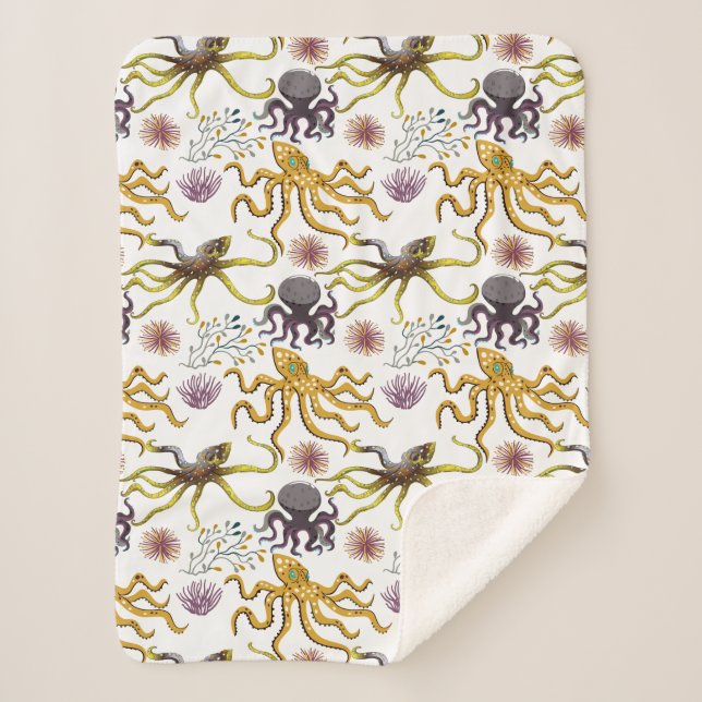 Manta Sherpa Patrón de animales acuáticos | vida submarina en l (Anverso)