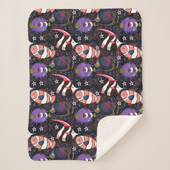 Manta Sherpa Patrón de animales acuáticos | vida submarina en l (Anverso)