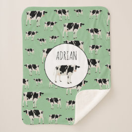 Manta Sherpa Patrón de animales de granja de vaca personalizado