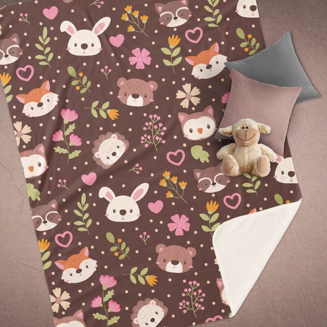 Manta Sherpa Patrón de animales de Woodland personalizados (Subido por el creador)