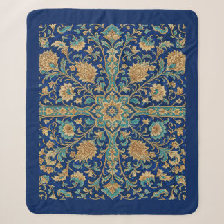 Manta Sherpa Patrón de arabesco floral persa azul real