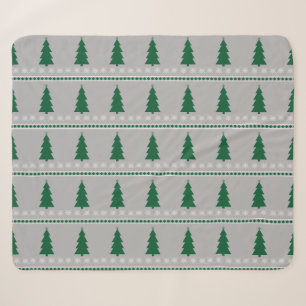 Manta Sherpa Patrón de árbol de Navidad y copos de nieve,