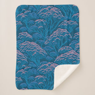 Manta Sherpa Patrón De Arrecifes De Coral Azul Y Rosa