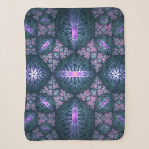 Manta Sherpa Patrón de arte fractal 3D turquesa púrpura rosa