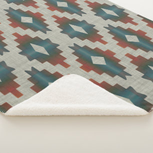 Manta Sherpa Patrón de arte tribal gris azul Verde azulado oscu