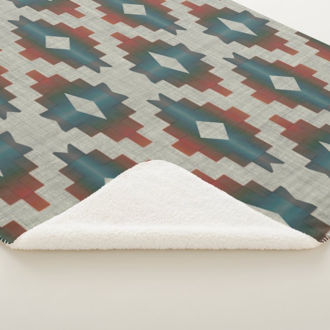 Manta Sherpa Patrón de arte tribal gris azul Verde azulado oscu (3/4)