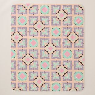 Manta Sherpa Patrón de baldosas geométricas pastel   Rosa menta