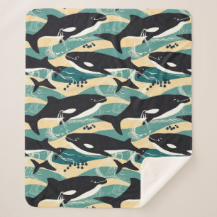 Manta Sherpa Patrón de ballenas