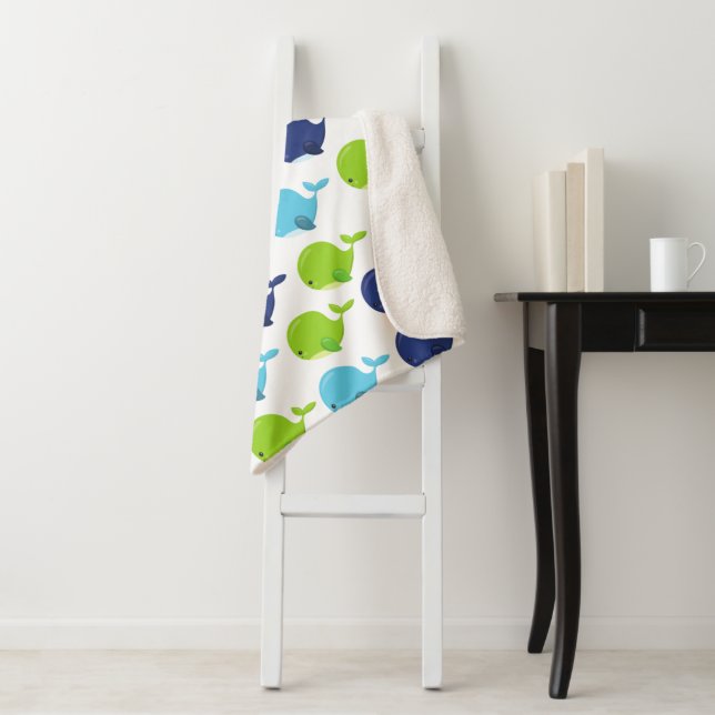 Manta Sherpa Patrón De Ballenas, Ballenas Cuestas, Animales Mar (In situ)