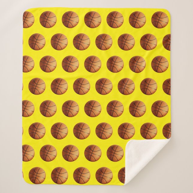 Manta Sherpa Patrón de baloncesto naranja, (Anverso)