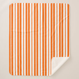 Manta Sherpa Patrón de bandas verticales blancas naranja