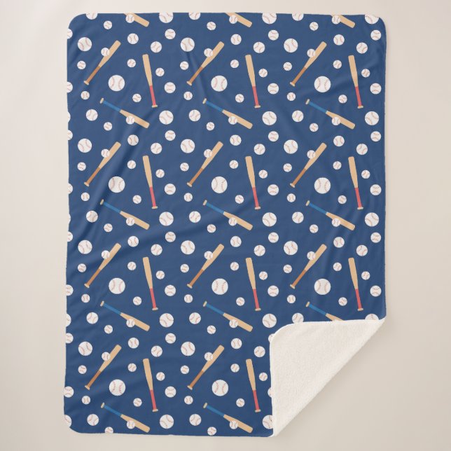 Manta Sherpa Patrón de Béisbol y Deportes Bat (Anverso)