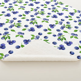 Manta Sherpa Patrón de Berry Watercolor Blueberry Cute Vintage