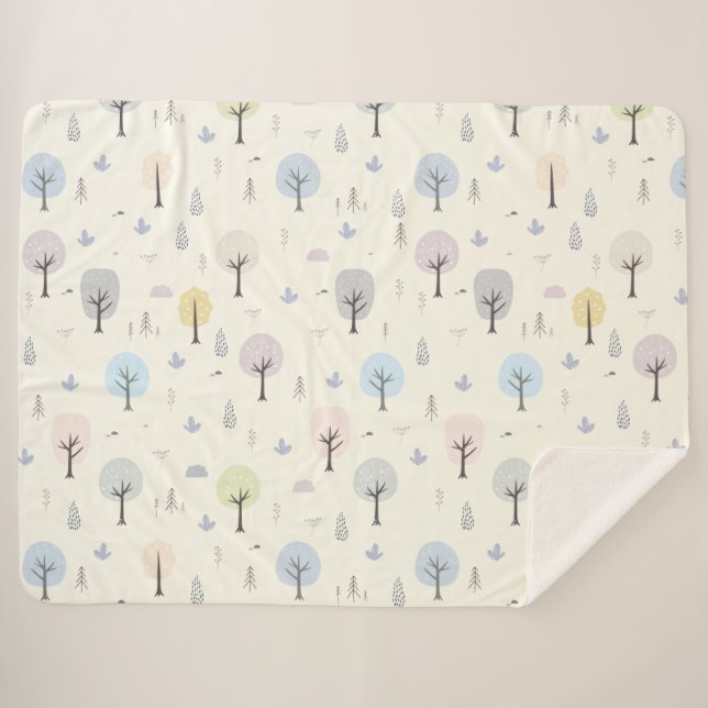 Manta Sherpa Patrón de bosque escandinavo sin foco (Anverso (horizontal))